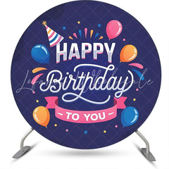 Lofaris Blue Pink Orange Balloon Dot Round Birthday Backdrop