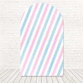 Blue Pink Stripe Gender Reveal Arch Backdrop For Festive Bash