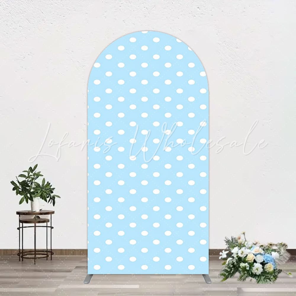 Blue Polka Dot Arch Backdrop for Baby Shower Theme