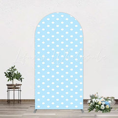 Blue Polka Dot Arch Backdrop for Baby Shower Theme