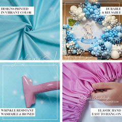 Lofaris Blue Princess Birthday Round Backdrop Kit For Girl