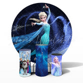 Lofaris Blue Princess Birthday Round Backdrop Kit For Girl