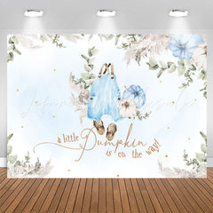 Lofaris Blue Pumpkin Is On The Way Baby Shower Backdrop
