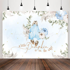 Lofaris Blue Pumpkin Is On The Way Baby Shower Backdrop
