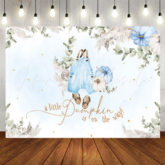 Lofaris Blue Pumpkin Is On The Way Baby Shower Backdrop