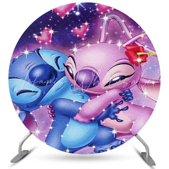 Lofaris Blue Purple Cartoon Character Round Valentines Backdrop