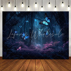 Lofaris Blue Purple Forest Butterfly Bokeh Birthday Backdrop