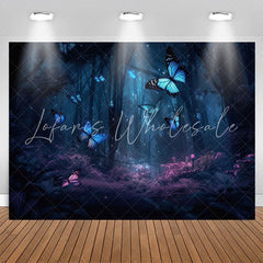 Lofaris Blue Purple Forest Butterfly Bokeh Birthday Backdrop
