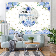 Lofaris Blue Purple Pumpkin Is On His Way Baby Shower Backdrop