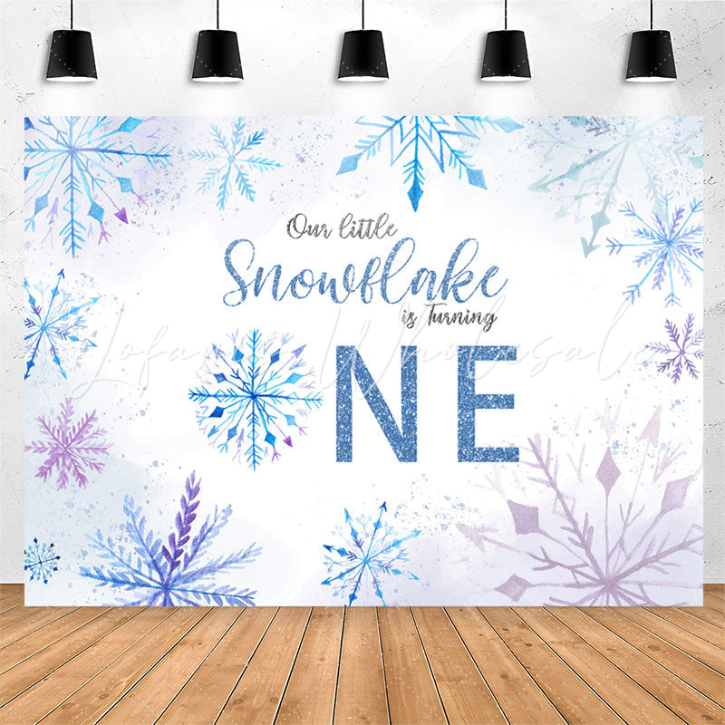 Lofaris Blue Purple Snowflake Bokeh 1st Birthday Backdrop
