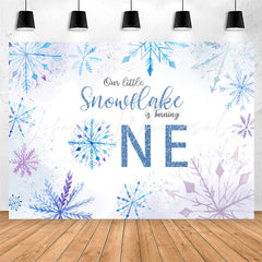 Lofaris Blue Purple Snowflake Bokeh 1st Birthday Backdrop
