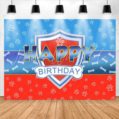 Lofaris Blue Red Dog Paws Bone Boy Happy Birthday Backdrop