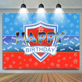 Lofaris Blue Red Dog Paws Bone Boy Happy Birthday Backdrop