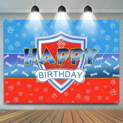 Lofaris Blue Red Dog Paws Bone Boy Happy Birthday Backdrop