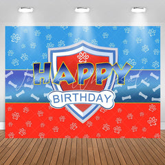 Lofaris Blue Red Dog Paws Bone Boy Happy Birthday Backdrop