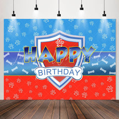 Lofaris Blue Red Dog Paws Bone Boy Happy Birthday Backdrop