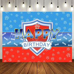 Lofaris Blue Red Dog Paws Bone Boy Happy Birthday Backdrop