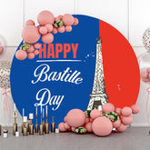 Lofaris Blue Red Eiffel Tower Round Bastille Day Backdrop
