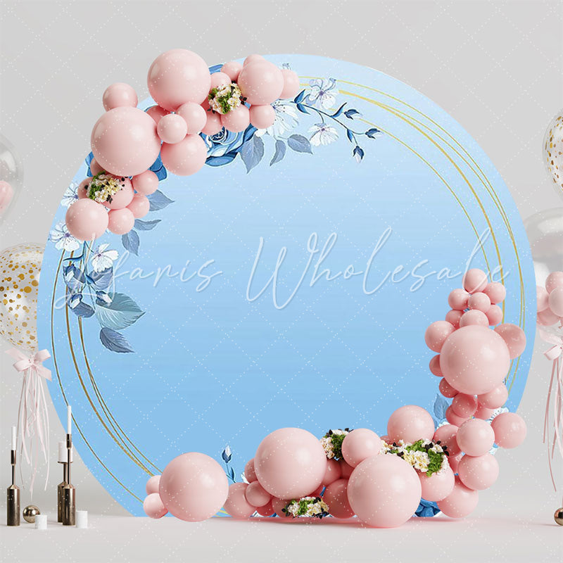 Blue Roses Round Backdrop for Elegant Celebration