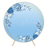 Blue Roses Round Backdrop for Elegant Celebration
