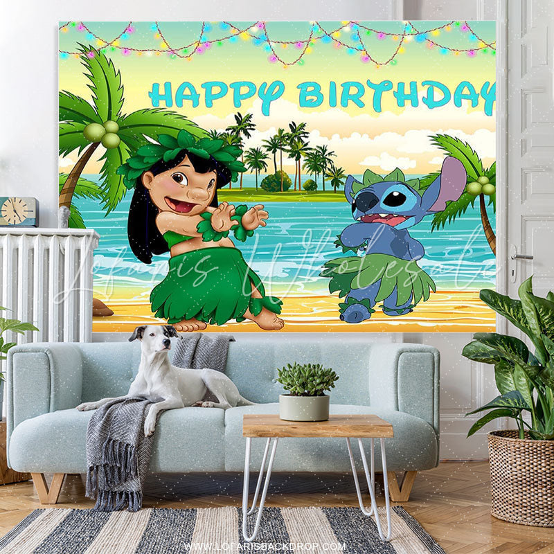 Lofaris BLue Sea Tropical Beach Cartoon Theme Birthday Backdrop