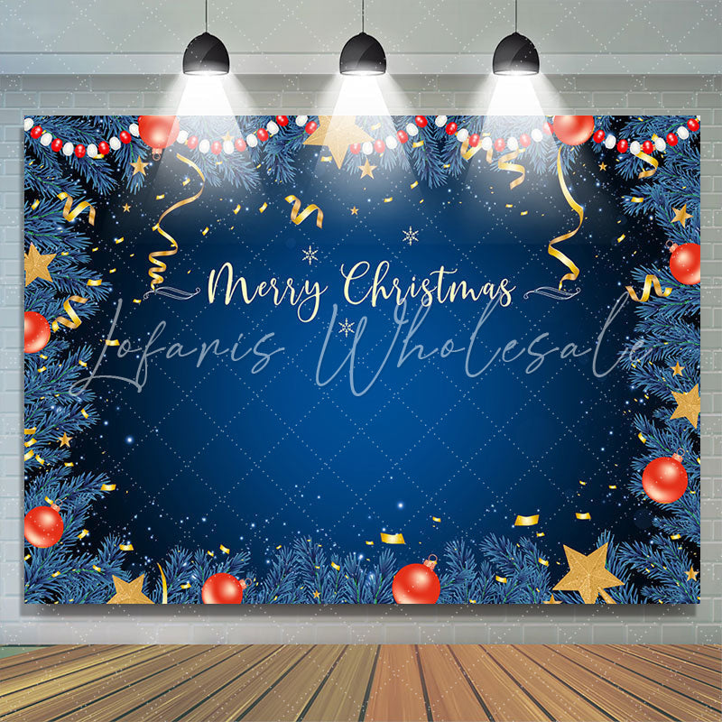 Lofaris Blue Sequin Ball Pine Christmas Photoshoot Backdrop