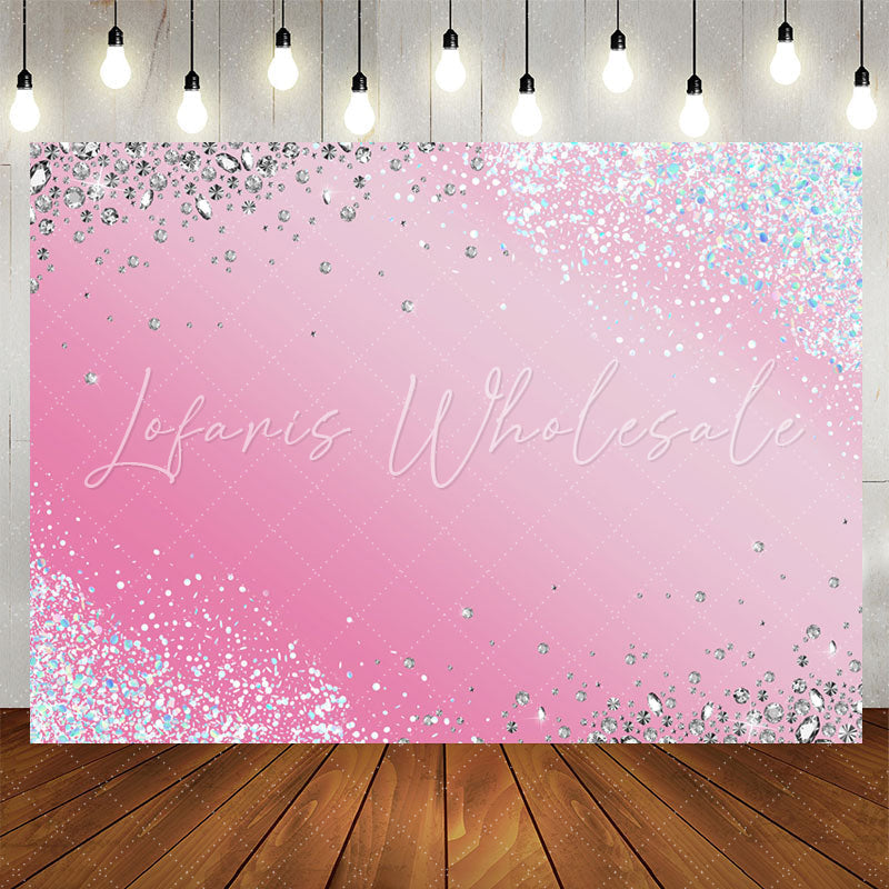 Lofaris Blue Silver Diamond Sparkling Pink Backdrop For Party