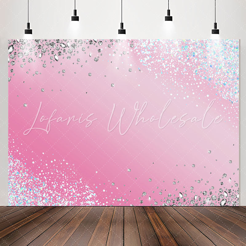 Lofaris Blue Silver Diamond Sparkling Pink Backdrop For Party