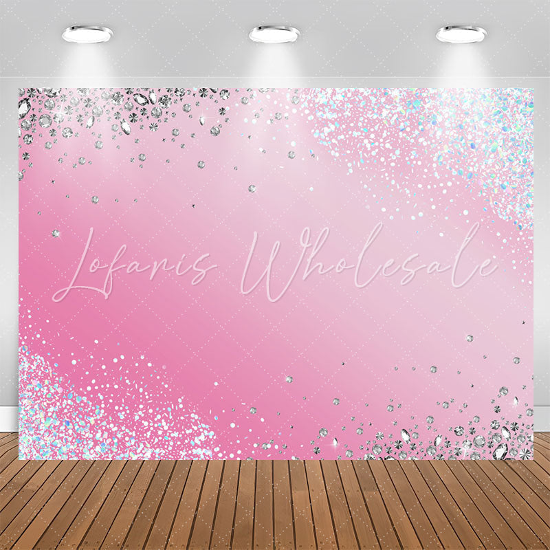 Lofaris Blue Silver Diamond Sparkling Pink Backdrop For Party
