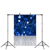 Lofaris Blue Simple Bokeh Wood Floor Birthday Party Backdrop