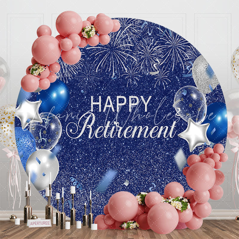 Lofaris Blue Sky Balloon Sparkling Round Birthday Backdrop