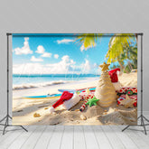 Lofaris Blue Sky Bokeh Sea Beach Christmas In July Backdrop