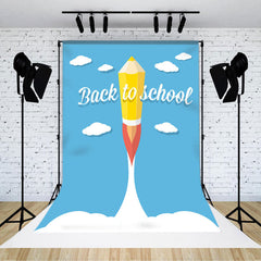 Lofaris Blue Sky Cloud Flying Pencil Back To School Backdrop