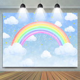 Lofaris Blue Sky Cloud Rainbow Star Themed Party Backdrop for Birthday