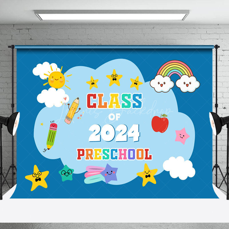 Lofaris Blue Sky Cloud Sun Class Of 2024 Perschool Backdrop