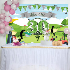 Lofaris Blue Sky Green Golf Field Backdrop For 30th Birthday