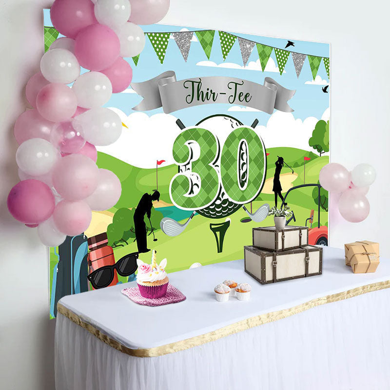 Lofaris Blue Sky Green Golf Field Backdrop For 30th Birthday