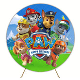 Blue Sky Paw Patrol Dog Police Officer Round Birthday Backdrop