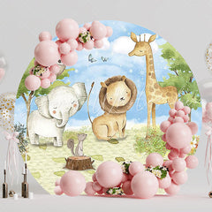 Blue Sky Safari Round Backdrop for Jungle Party