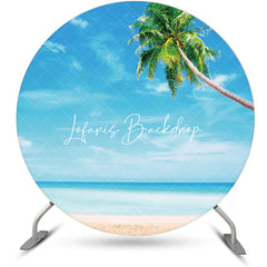 Lofaris Blue Sky Sandy Hawaii Beach Round Birthday Backdrop