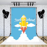 Lofaris Blue Sky White Cloud Rocket Back To School Backdrop
