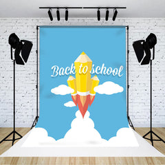 Lofaris Blue Sky White Cloud Rocket Back To School Backdrop