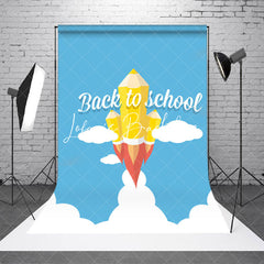 Lofaris Blue Sky White Cloud Rocket Back To School Backdrop