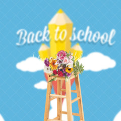 Lofaris Blue Sky White Cloud Rocket Back To School Backdrop