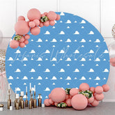 Lofaris Blue Sky White Clouds Round Happy Birthday Backdrop