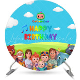 Lofaris Blue Sky With Cloud Family Outside Round Backdrop