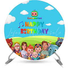 Lofaris Blue Sky With Cloud Family Outside Round Backdrop