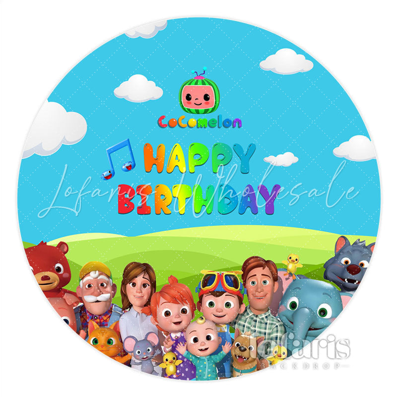 Lofaris Blue Sky With Cloud Family Outside Round Backdrop