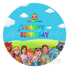 Lofaris Blue Sky With Cloud Family Outside Round Backdrop