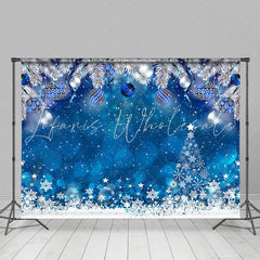 Lofaris Blue Snowflake Ball Bokeh Christmas Photo Backdrop